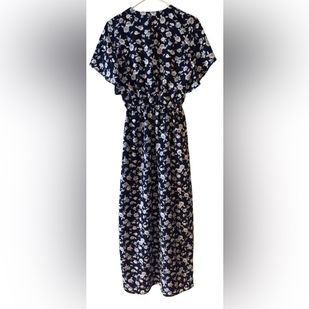 Tobi Navy Maxi with White Floral Print Autumn Wedding Guest Dress Medium - Picture 4 of 8